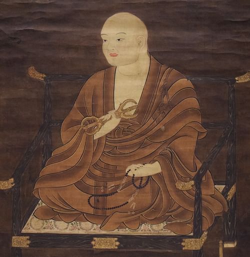 painted silk portrait of Kukai/Kobo Daishi (scholar, poet, and monk who founded Shingon Buddhism in Japan)